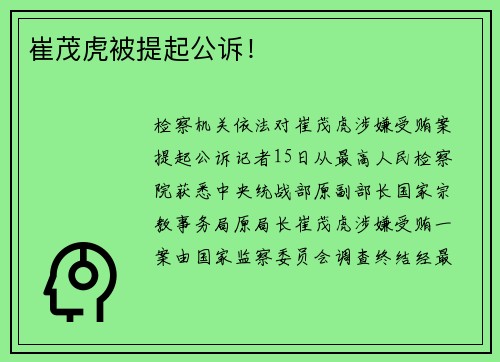 崔茂虎被提起公诉！