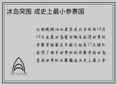 冰岛突围 成史上最小参赛国
