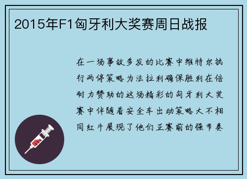 2015年F1匈牙利大奖赛周日战报